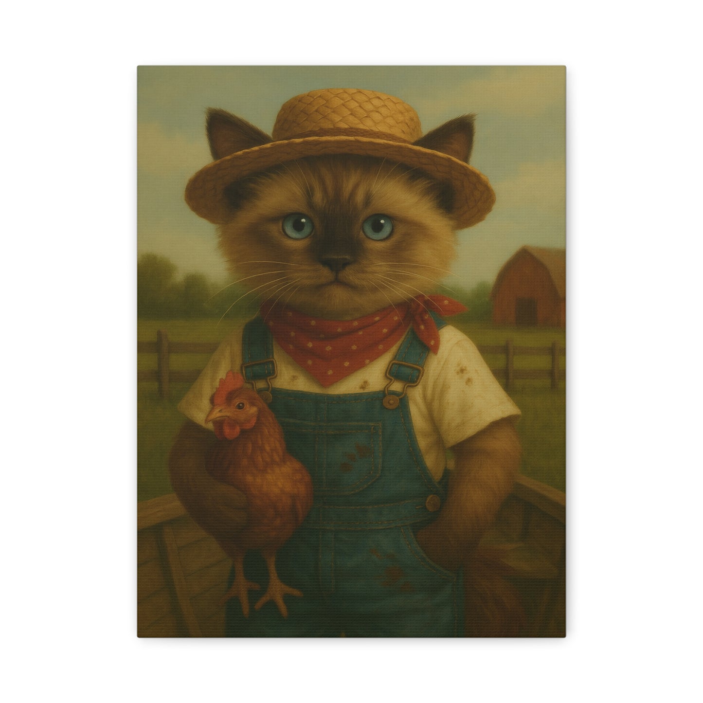 Vintage Ragdoll Cat Canvas Print - The Kitten and the Chicken