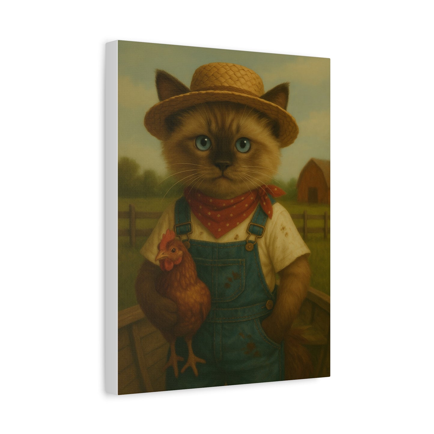 Vintage Ragdoll Cat Canvas Print - The Kitten and the Chicken