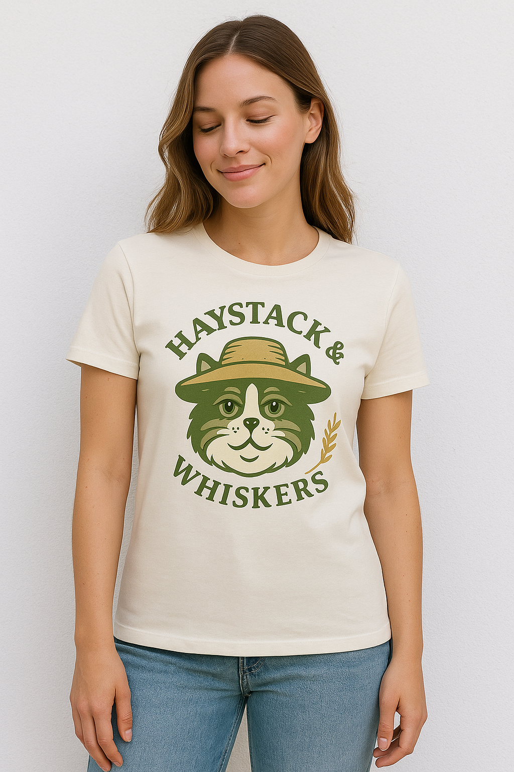 Haystack & Whiskers Women's Cotton Logo Tee - Ragdoll Cat T-Shirt for Cat Lovers