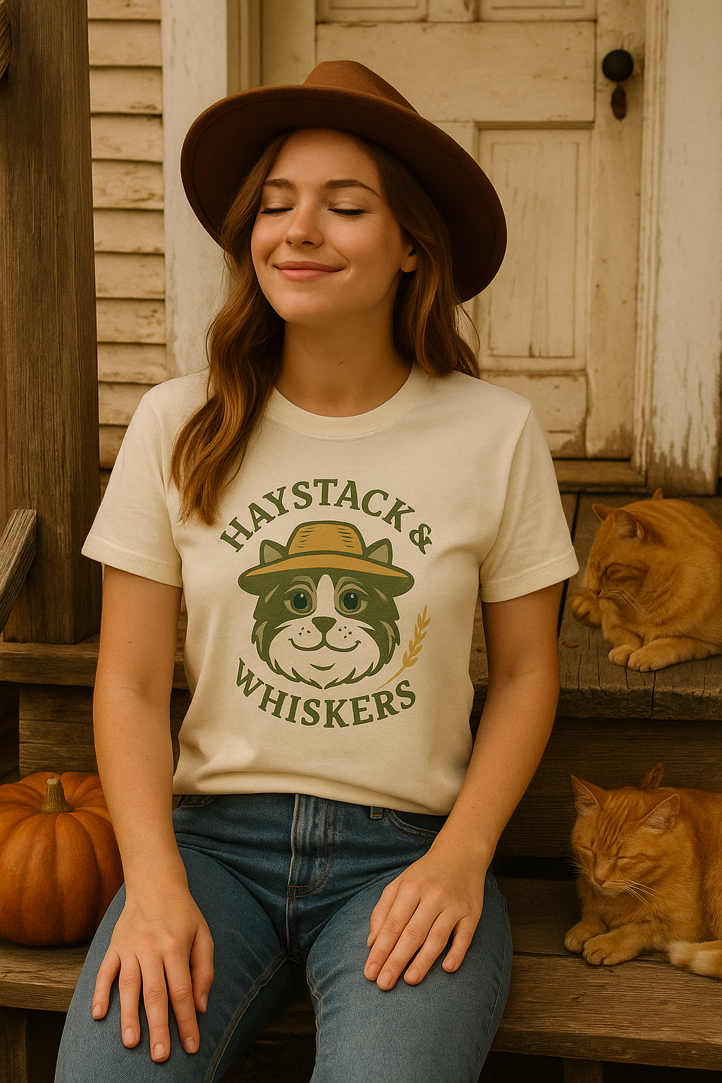 Haystack & Whiskers Women's Cotton Logo Tee - Ragdoll Cat T-Shirt for Cat Lovers