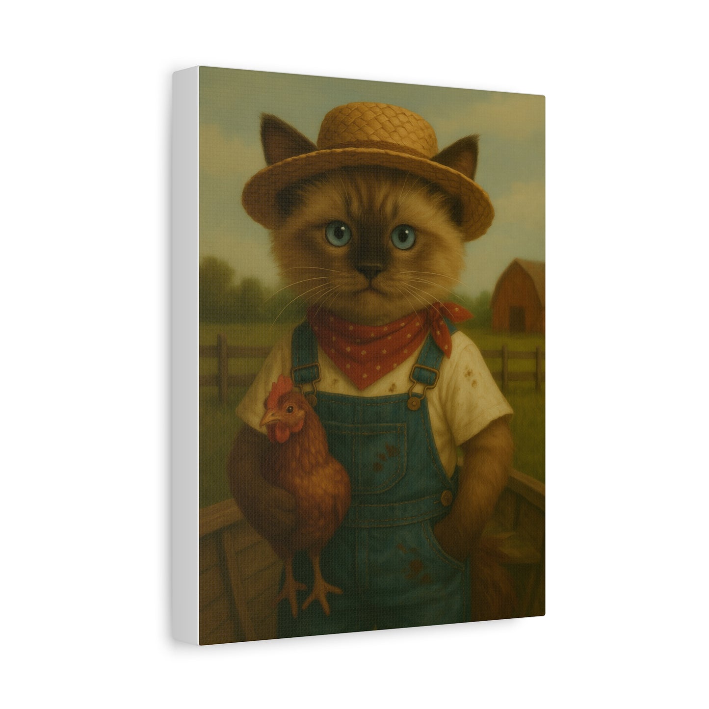 Vintage Ragdoll Cat Canvas Print - The Kitten and the Chicken