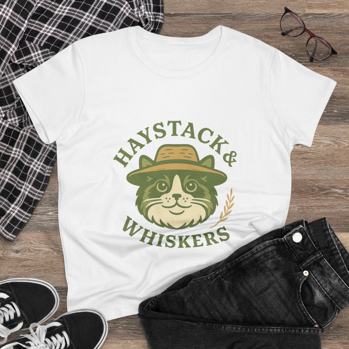 Haystack & Whiskers Women's Cotton Logo Tee - Ragdoll Cat T-Shirt for Cat Lovers