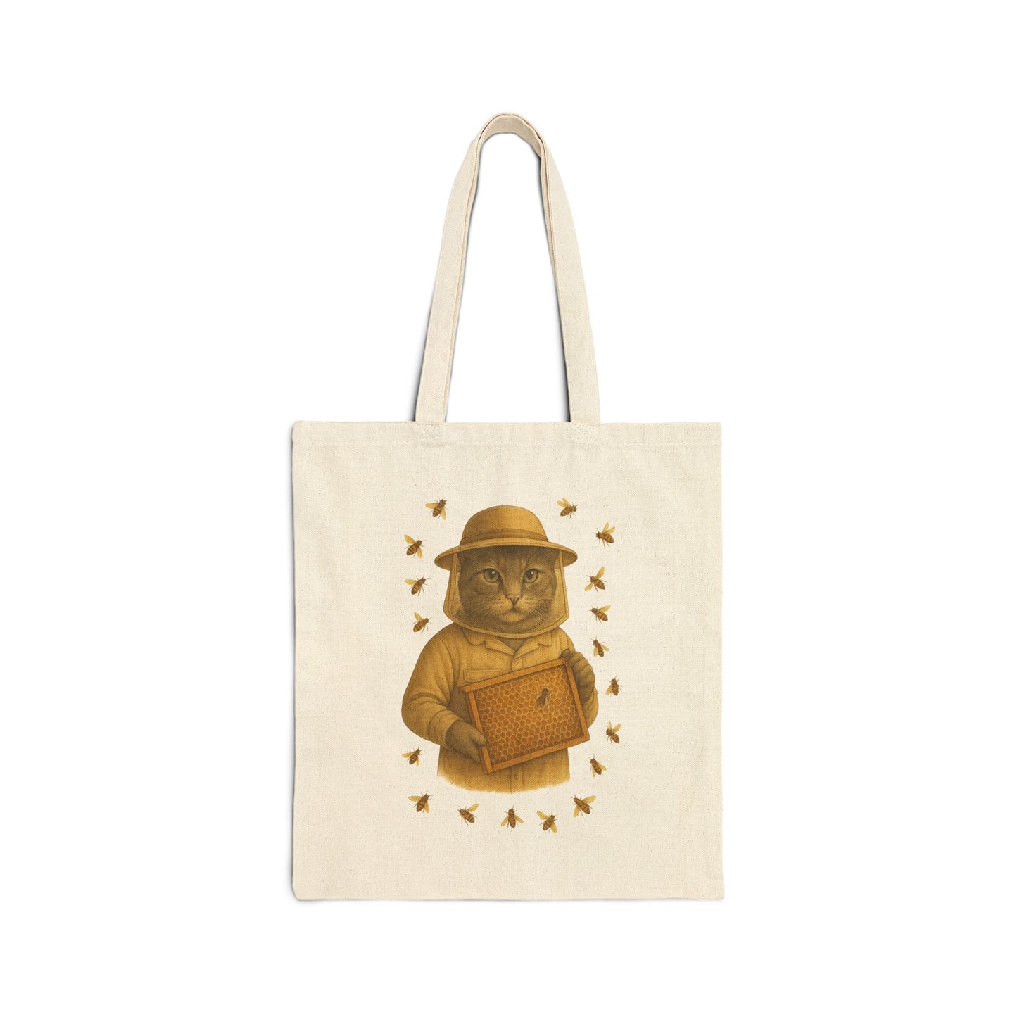Whimsical Cat Beekeeper Tote Bag for Animal Lovers, Eco-Friendly Shopping Bag, Gift for Cat Owners