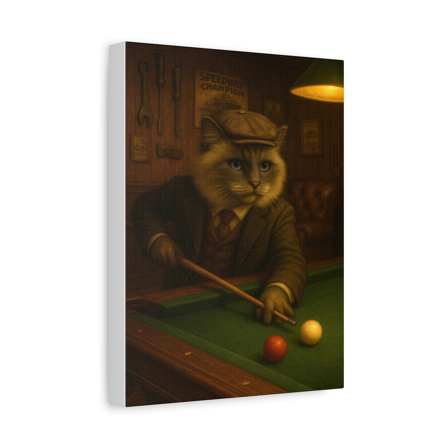 Vintage Ragdoll Cat Canvas Print - The Billiards Player