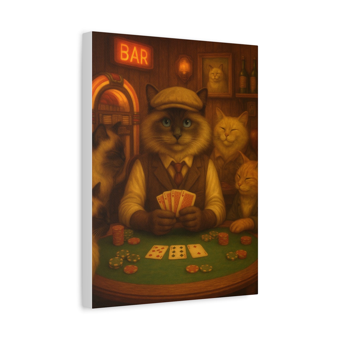 Vintage Ragdoll Cat Canvas Print - The Poker Dealer