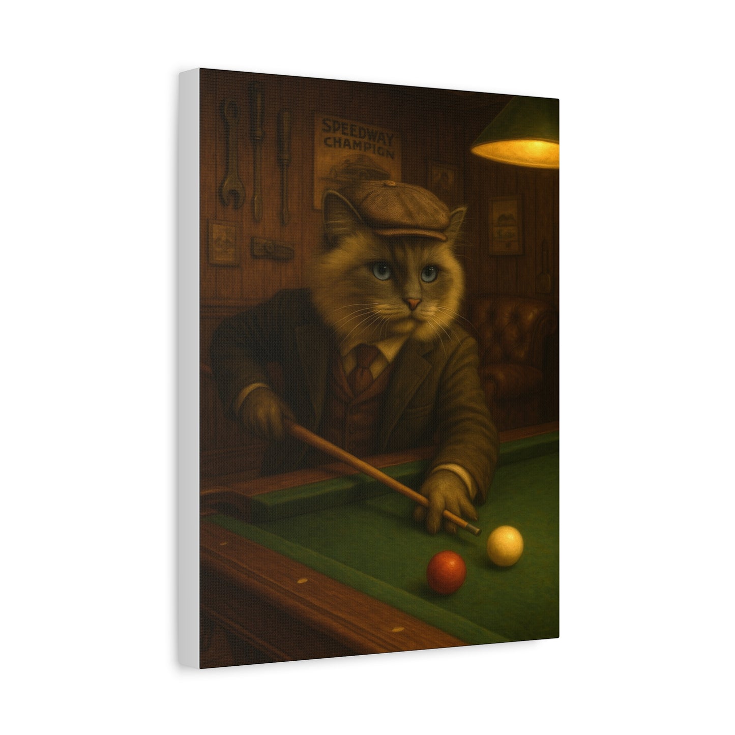 Vintage Ragdoll Cat Canvas Print - The Billiards Player