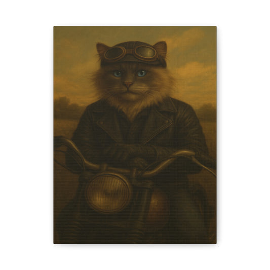 Vintage Ragdoll Cat Canvas Print - The Biker