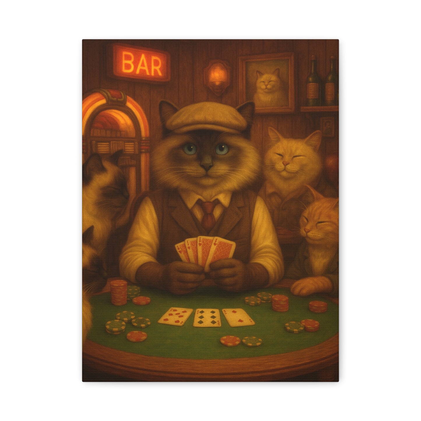 Vintage Ragdoll Cat Canvas Print - The Poker Dealer