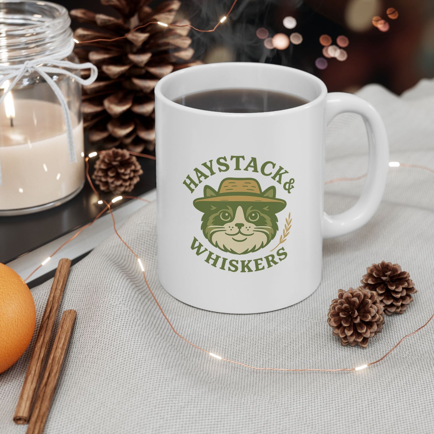 Whiskey Lover's Ceramic Mug - Haysack & Whiskers Design (11oz/15oz)