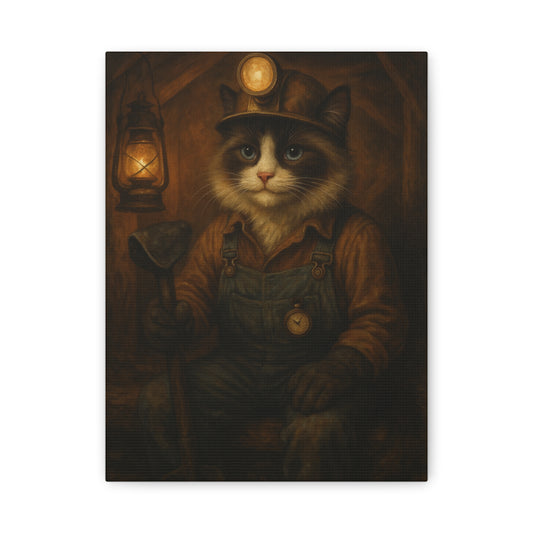 Vintage Ragdoll Cat Canvas Print - The Coal Miner
