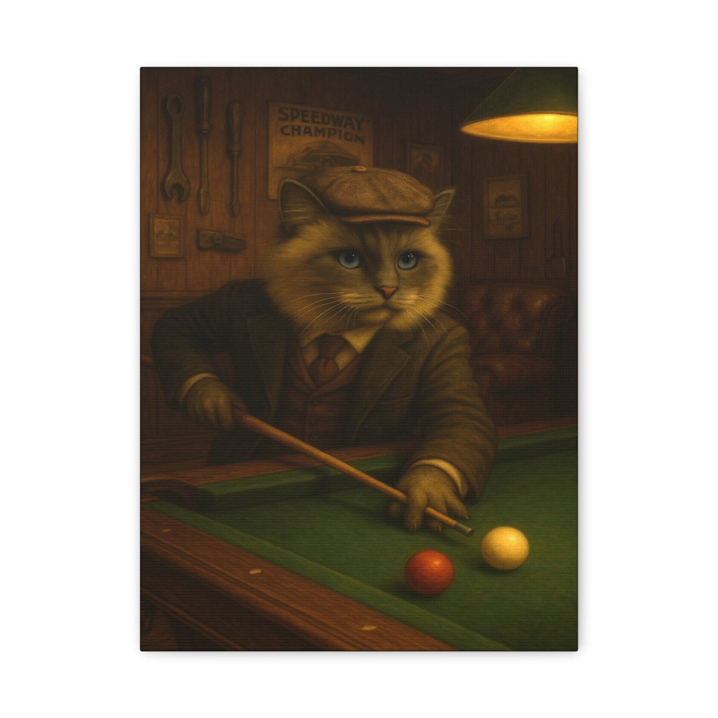 Vintage Ragdoll Cat Canvas Print - The Billiards Player