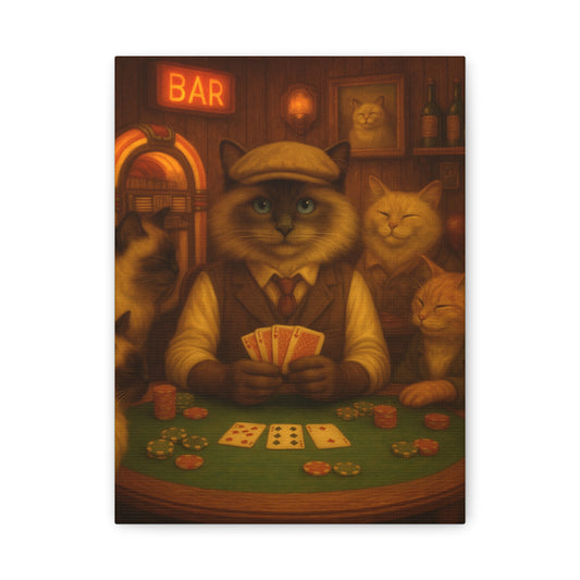 Vintage Ragdoll Cat Canvas Print - The Poker Dealer