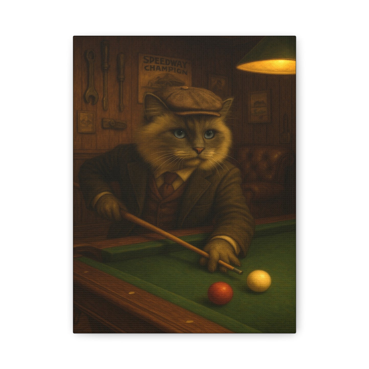 Vintage Ragdoll Cat Canvas Print - The Billiards Player