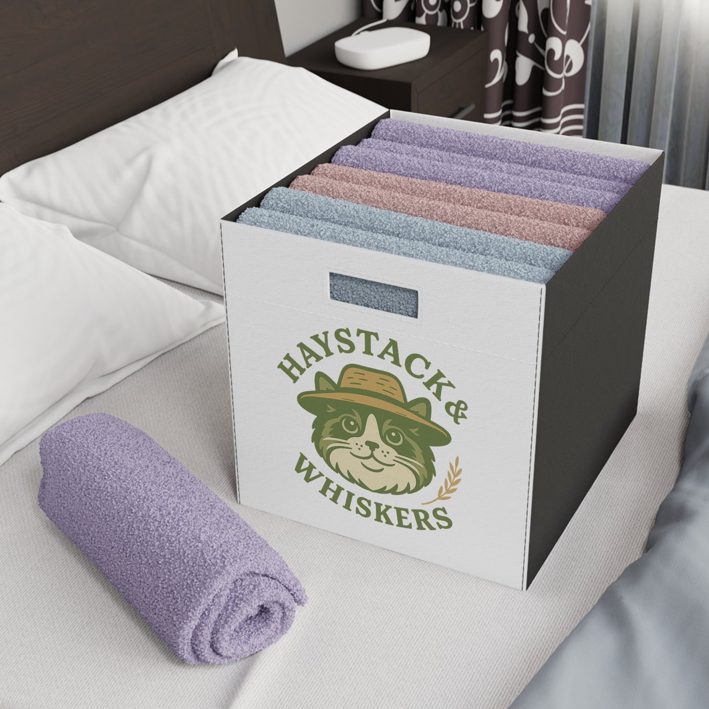 Chic Felt Storage Box for Organizing, Ideal for Pet Lovers, Stylish Home Decor, Great for Gifts, Haystack & Whiskers Design