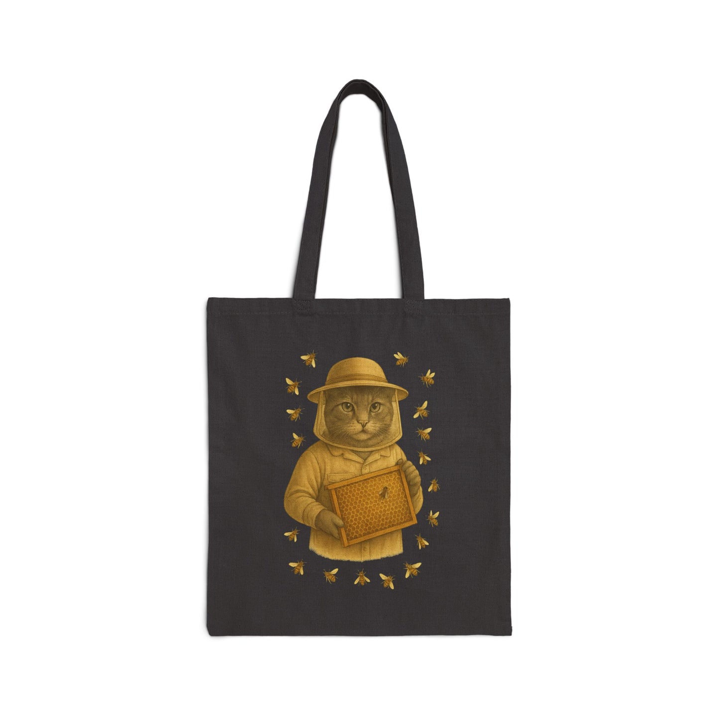 Whimsical Cat Beekeeper Tote Bag for Animal Lovers, Eco-Friendly Shopping Bag, Gift for Cat Owners